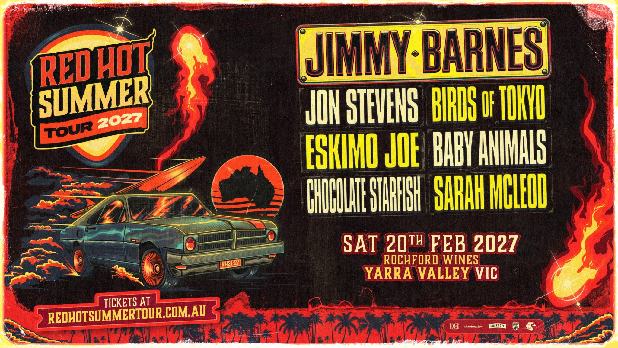 Red Hot Summer Tour – Jimmy Barnes – Rochford Wines – Saturday 20th Feb 2027